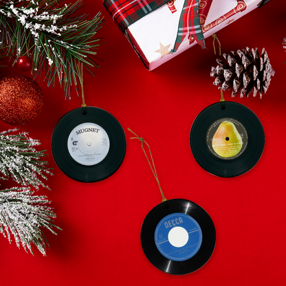 "Driving Home For Christmas"  "Rockin Around The Christmas Tree" and "Merry Xmas (War Is Over)" Christmas Song Ceramic Tree Ornaments