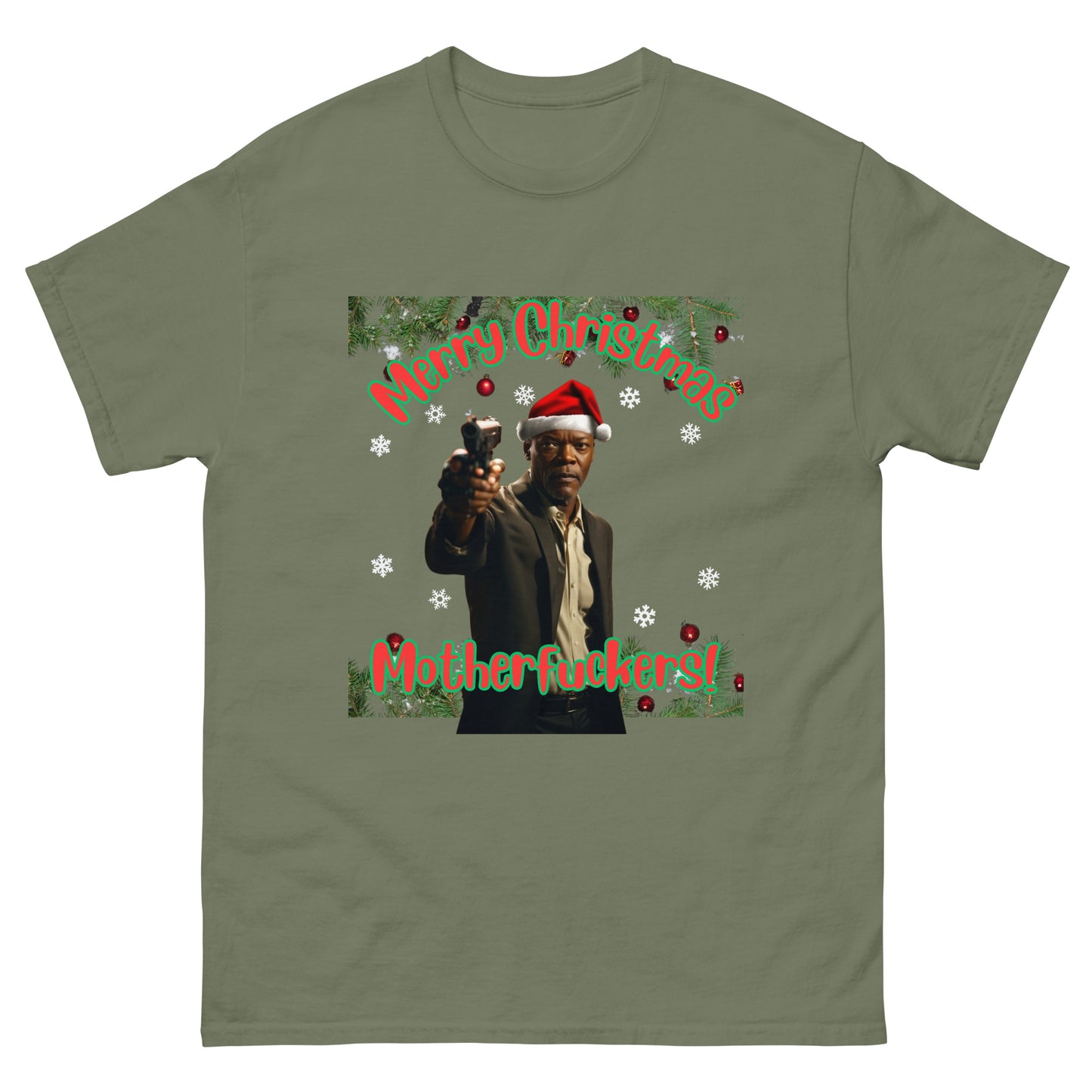 Merry Christmas Mofos Christmas T-Shirt for Adults, Partners, Boyfriends, Husbands, or Friends Christmas Gift for Action Movie Lovers