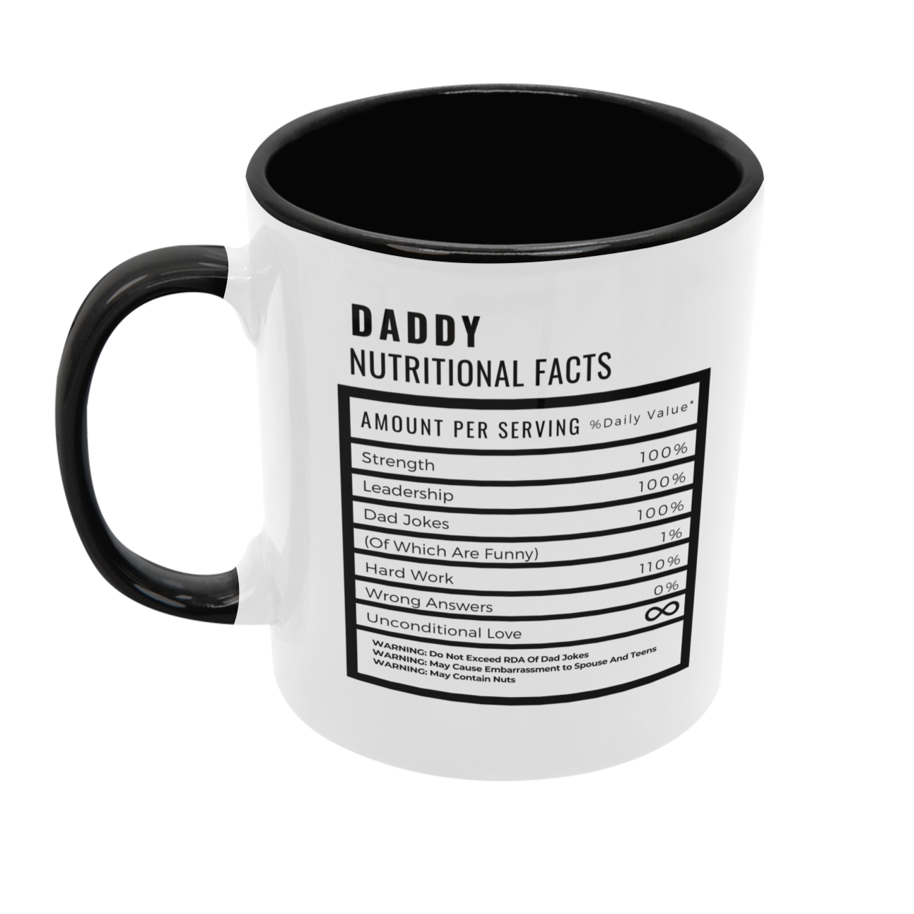 Mug with Colored rim and inside "Daddy Nutritional Facts"