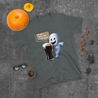 Friendly Ghost Halloween Unisex T-Shirt - "I'm Only Here for the Boos" Cartoon Tee