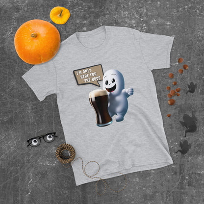 Friendly Ghost Halloween Unisex T-Shirt - "I'm Only Here for the Boos" Cartoon Tee