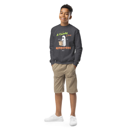 A Candy A Day Trick Or Treat Youth crewneck sweatshirt