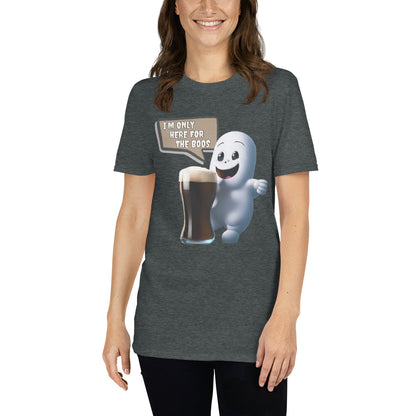 Friendly Ghost Halloween Unisex T-Shirt - "I'm Only Here for the Boos" Cartoon Tee