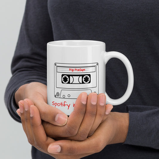 White glossy mug"Spotify In The 80's"